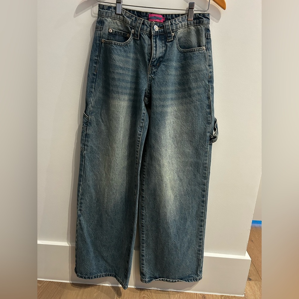 Edikted Blue Relaxed Jeans with Distressed Look